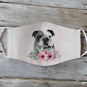 Bulldog Dog Flower EZ01 2404 Face Mask