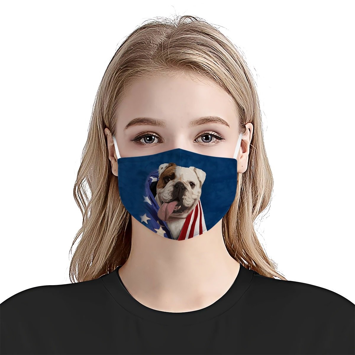 Bulldog In American Flag EZ01 Face Mask
