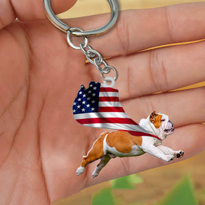 Bulldog-Happy Independence Day Flat Acrylic Keychain