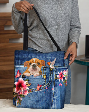 Bulldog-Lily Cloth Tote Bag