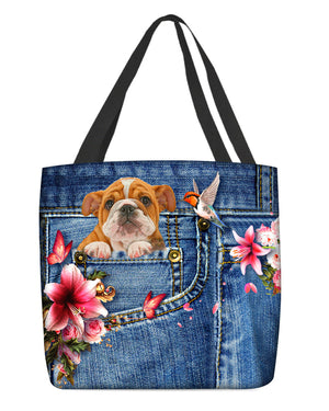 Bulldog-Lily Cloth Tote Bag