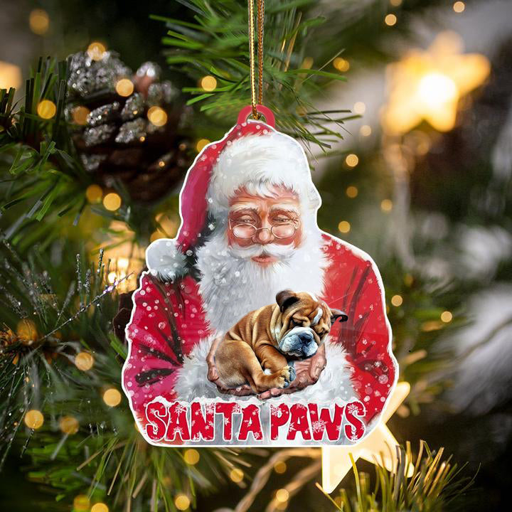 Bulldog-Santa Paws-Two Sided Ornament