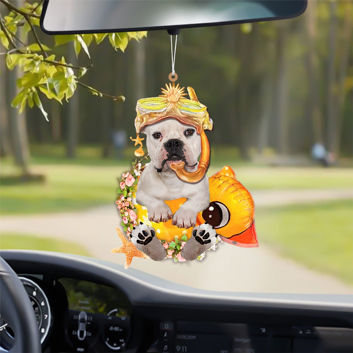 Bulldog-Swimming Laps Two Sides Ornament