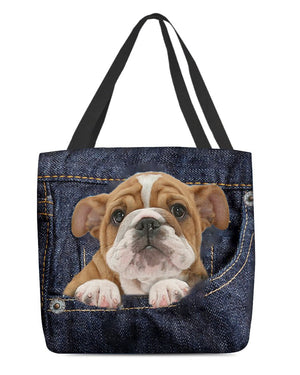 Bulldog-Dark Denim-Cloth Tote Bag