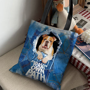 Bulldog2-Follow Your Own Path-Cloth Tote Bag