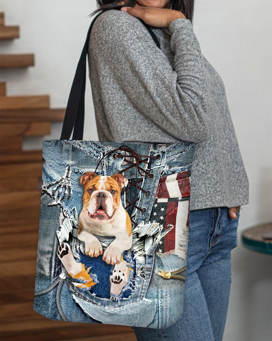 Bulldog2-Ripped Jeans-Cloth Tote Bag