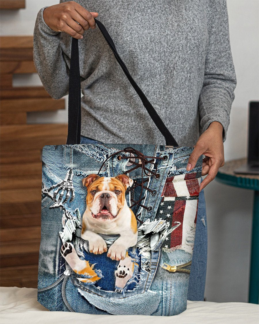 Bulldog2-Ripped Jeans-Cloth Tote Bag