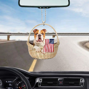 Bulldog2-With American Flag Two Sides Ornament