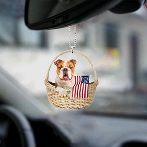 Bulldog2-With American Flag Two Sides Ornament