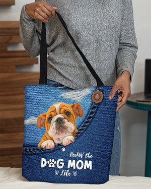 Bulldog-Dog Mom Life-Cloth Tote Bag