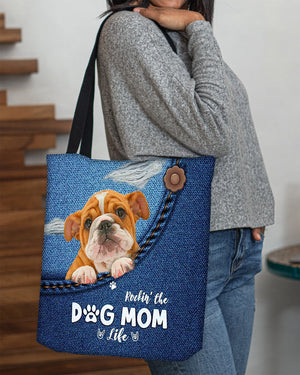 Bulldog-Dog Mom Life-Cloth Tote Bag