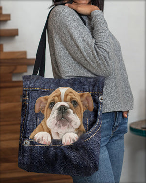 Bulldog-Dark Denim-Cloth Tote Bag