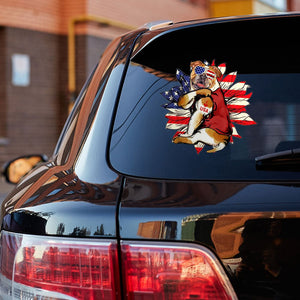 Bulldog Happy Independence Day Car Sticker