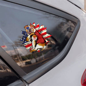 Bulldog Happy Independence Day Car Sticker