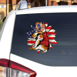 Bulldog Happy Independence Day Car Sticker