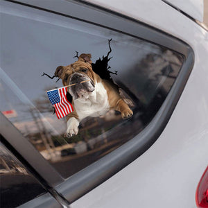 Bulldog And American Flag Independent Day Car Sticker Decal