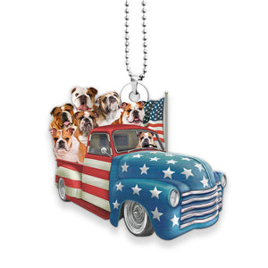 Bulldog Happy Independence Day Two Sides Ornament