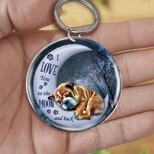 Bulldog Moon Back-Round Resin Epoxy Metal Keychain