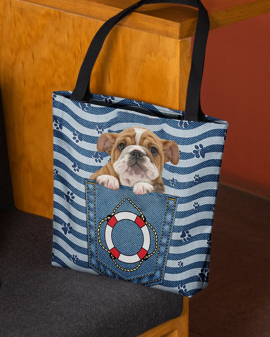 Bulldog On Board-Cloth Tote Bag