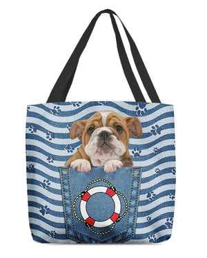 Bulldog On Board-Cloth Tote Bag