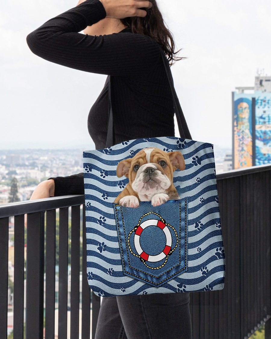 Bulldog On Board-Cloth Tote Bag