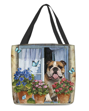 Bulldog Today I Choose Joy-Cloth Tote Bag