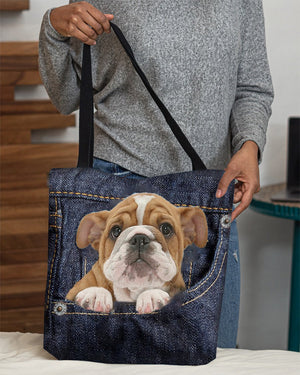 Bulldog-Dark Denim-Cloth Tote Bag