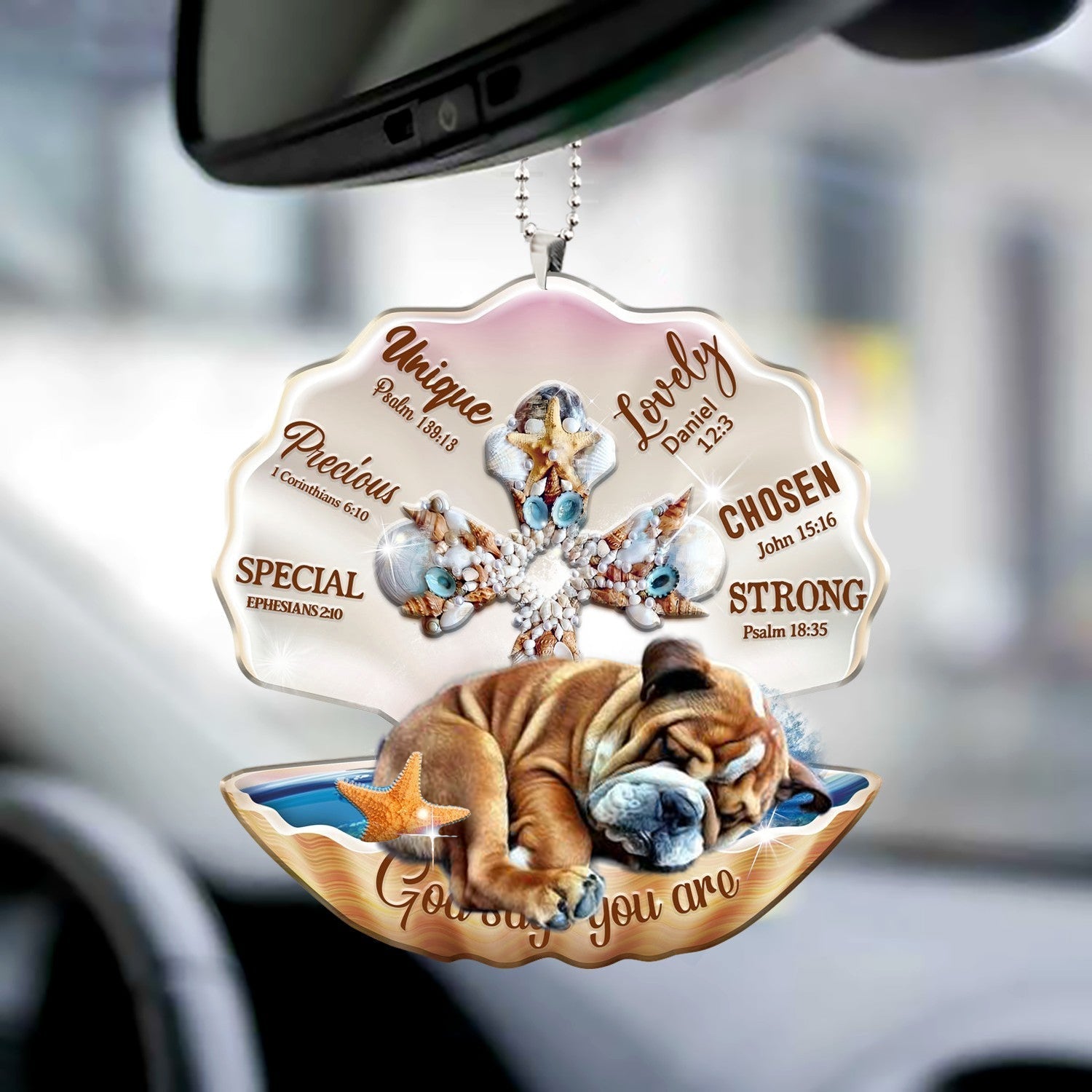 Bulldog-You Are Cross In Seashell-Two sides ornament