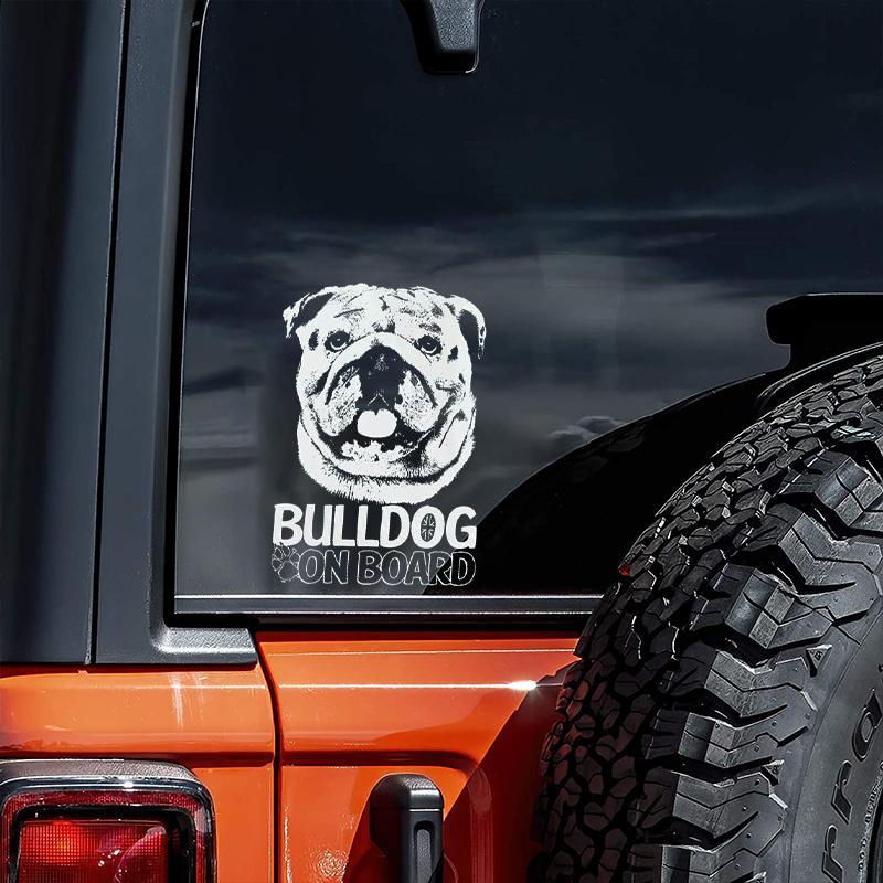 Bulldog on Board-Car Window Sticker-Dog Sign Decal