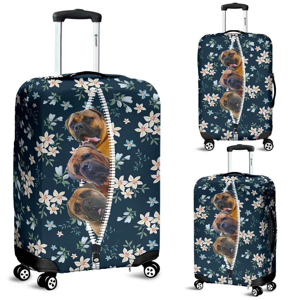 Bullmastiff-Flowers-Luggage covers