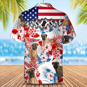 Bullmastiff American Flag Hawaiian Shirt