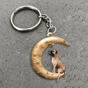 Bullmastiff-Dog & Moon Flat Acrylic Keychain