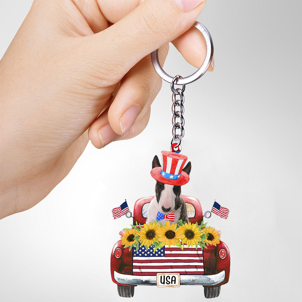 Bull terrier-USA Truck Flat Acrylic Keychain