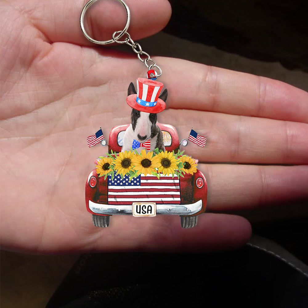 Bull terrier-USA Truck Flat Acrylic Keychain