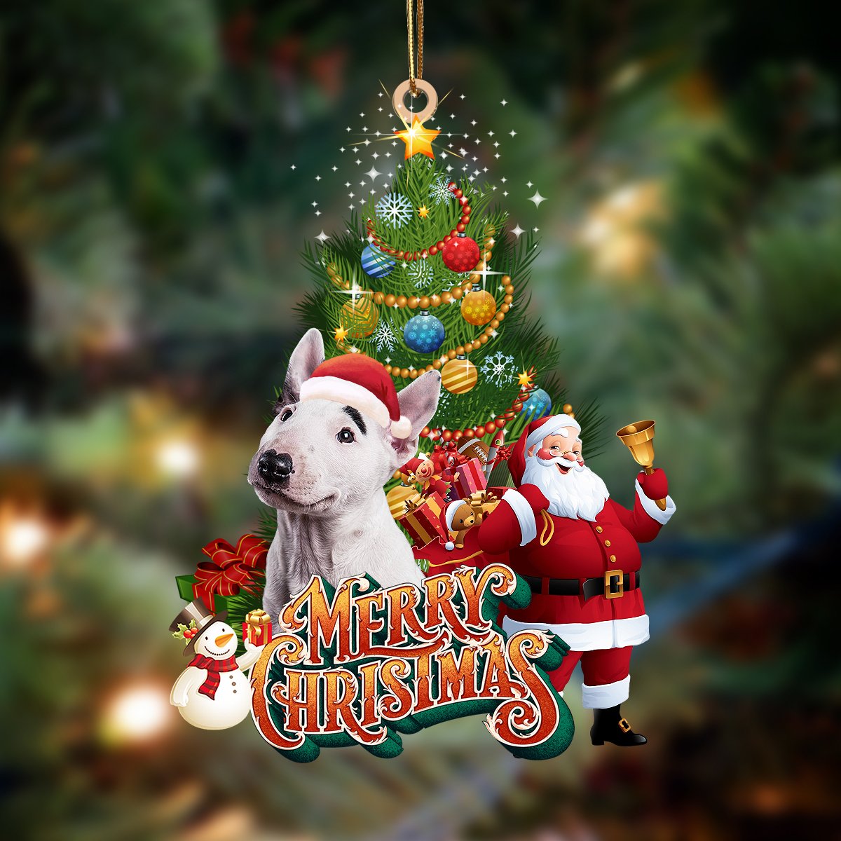 Bull terrier 2-Christmas Tree&Dog Hanging Ornament