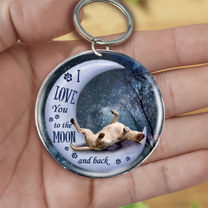 Bull terrier Moon Back-Round Resin Epoxy Metal Keychain