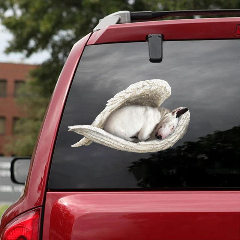 Bull terrier-sleeping angel CAR STICKER