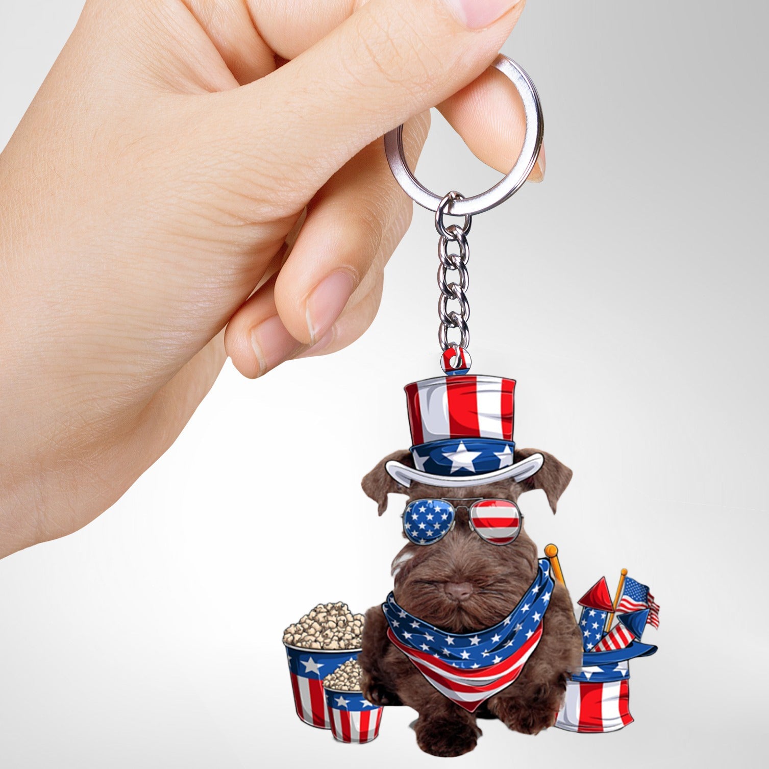 CHOCOLATE Miniature Schnauzer-July Stuff Flat Acrylic Keychain