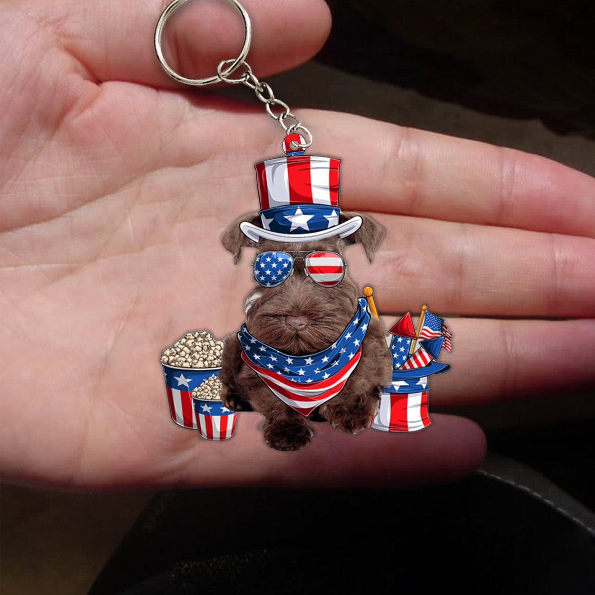 CHOCOLATE Miniature Schnauzer-July Stuff Flat Acrylic Keychain