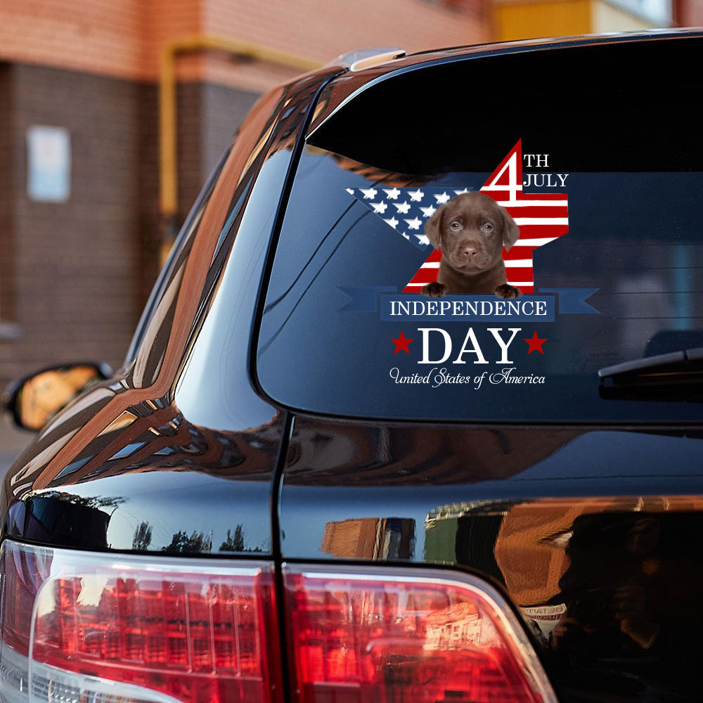 CHOCOLATE Labrador-Independent Day2 Car Sticker