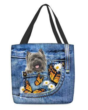 Cairn-Terriers-Butterfly Daisies Fait-CLOTH TOTE BAG