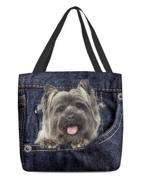 Cairn Terriers-Dark Denim-Cloth Tote Bag