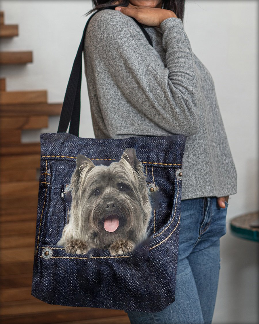 Cairn Terriers-Dark Denim-Cloth Tote Bag