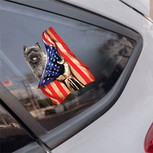 Cairn Terrier-American Flag Front Car Sticker