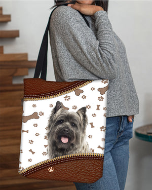 Cairn Terrier 2-Zipper Texture-Cloth Tote Bag