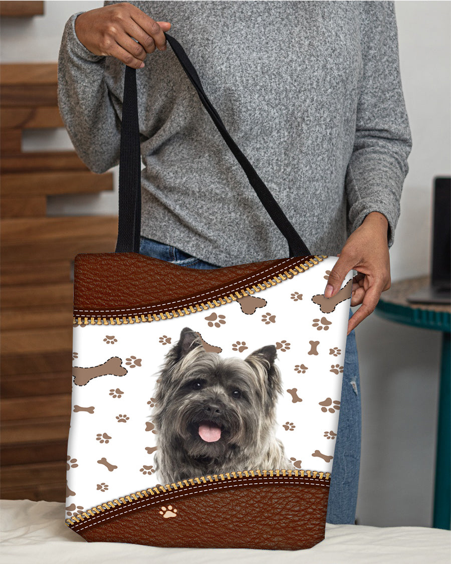 Cairn Terrier 2-Zipper Texture-Cloth Tote Bag