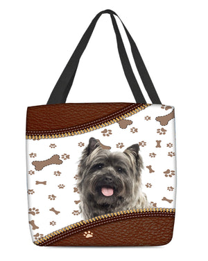 Cairn Terrier 2-Zipper Texture-Cloth Tote Bag