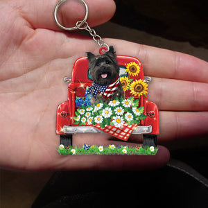Cairn Terrier 2-Red Truck Flat Acrylic Keychain