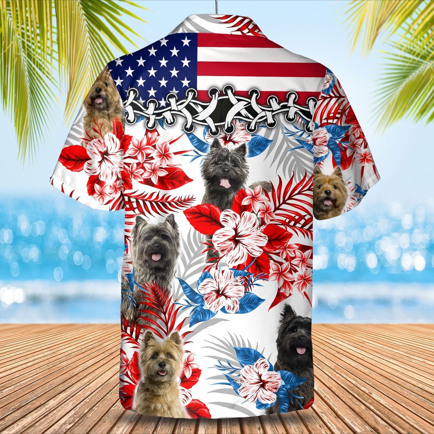 Cairn Terrier American Flag Hawaiian Shirt