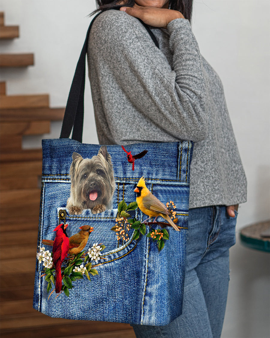 Cairn Terriers-Cardinal & Dog Cloth Tote Bag